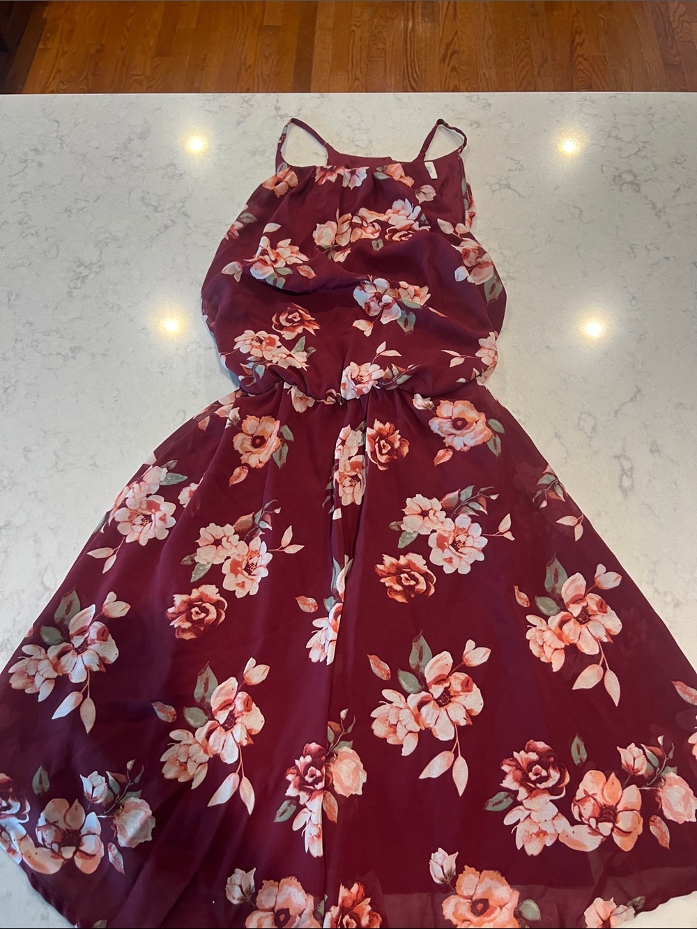 Girls Floral Burgundy Sundress